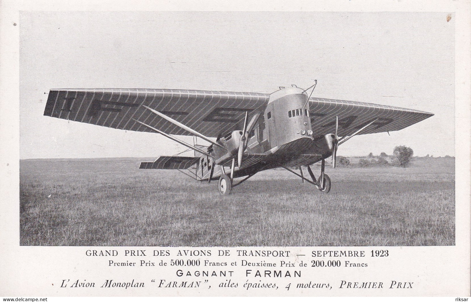 AVIATION(BOURGET) AVION DE TRANSPORT FARMAN 1923 - 1919-1938: Entre Guerras