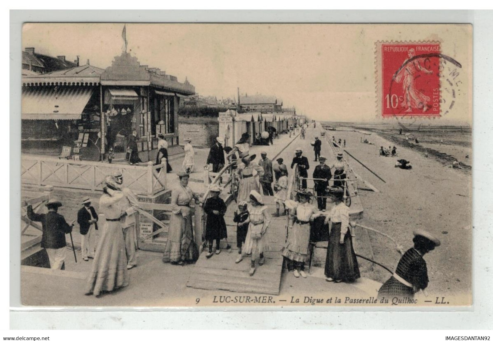 14 LUC SUR MER LA DIGUE ET LA PASSERELLE QUILHOC N°9 MARCHAND CARTES POSTALES - Luc Sur Mer