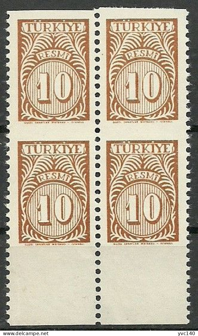 Turkey; 1957 Official Stamp 10 K. ERROR "Partially Imperf." - Dienstmarken