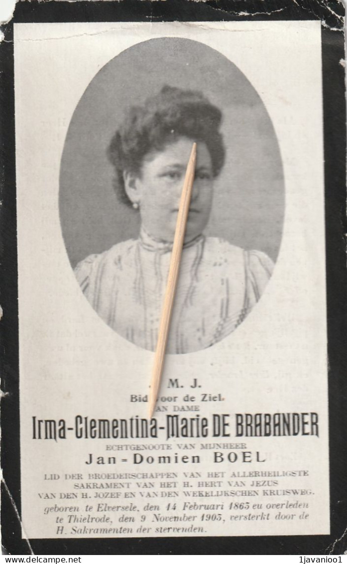 Elversele, Tielrode, Thielrode, 1903, Irma De Brabander, Boel, - Andachtsbilder