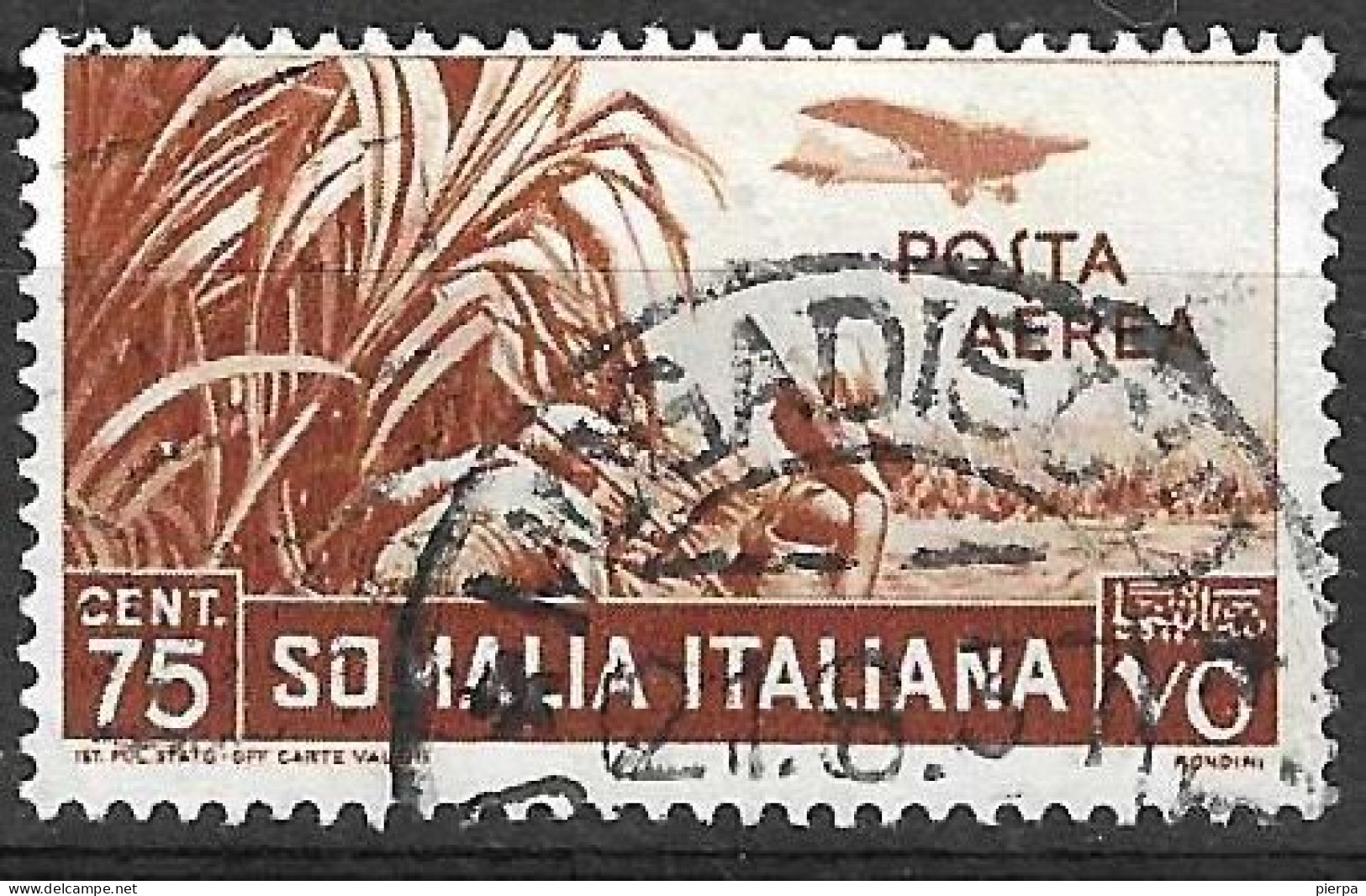 SOMALIA - 1936 - POSTA AEREA - CENT. 75 - USATO (YVERT AV 21 - MICHEL 236 - SS A 20) - Somalie