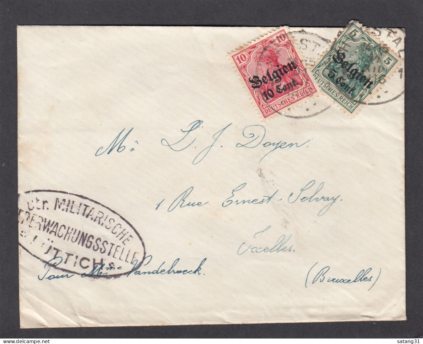 LETTRE DE HERSTAL POUR IXELLES,CACHET DE CENSURE ALLEMAND,1916. - OC1/25 General Government