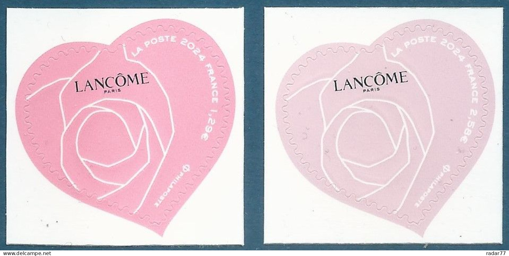 Timbres Y&T N°????/???? Cœurs Lancôme 1,29€ Et 2,58€ Autoadhésifs Neufs** (issus De Feuille) - Neufs