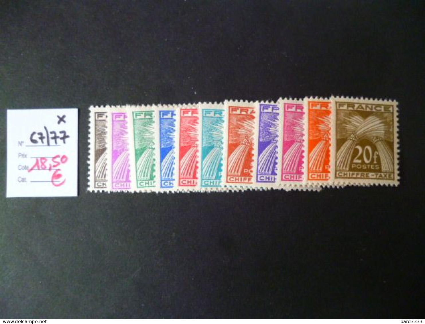 Timbre France Neuf * Taxe N° 67 à 77 Cote 18,50 € - 1859-1959 Neufs