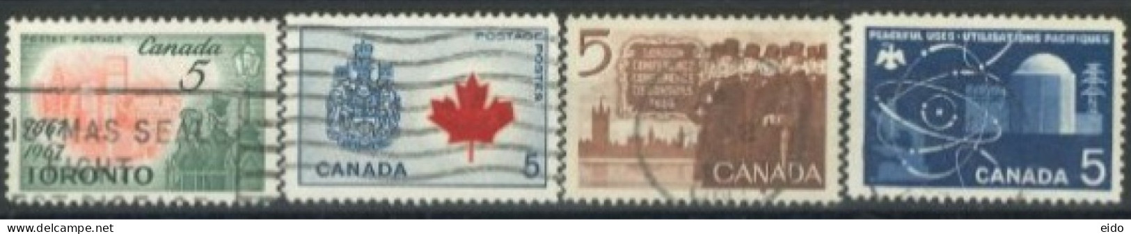 CANADA - 1964/67, STAMPS SET OF 4, USED. - Gebraucht