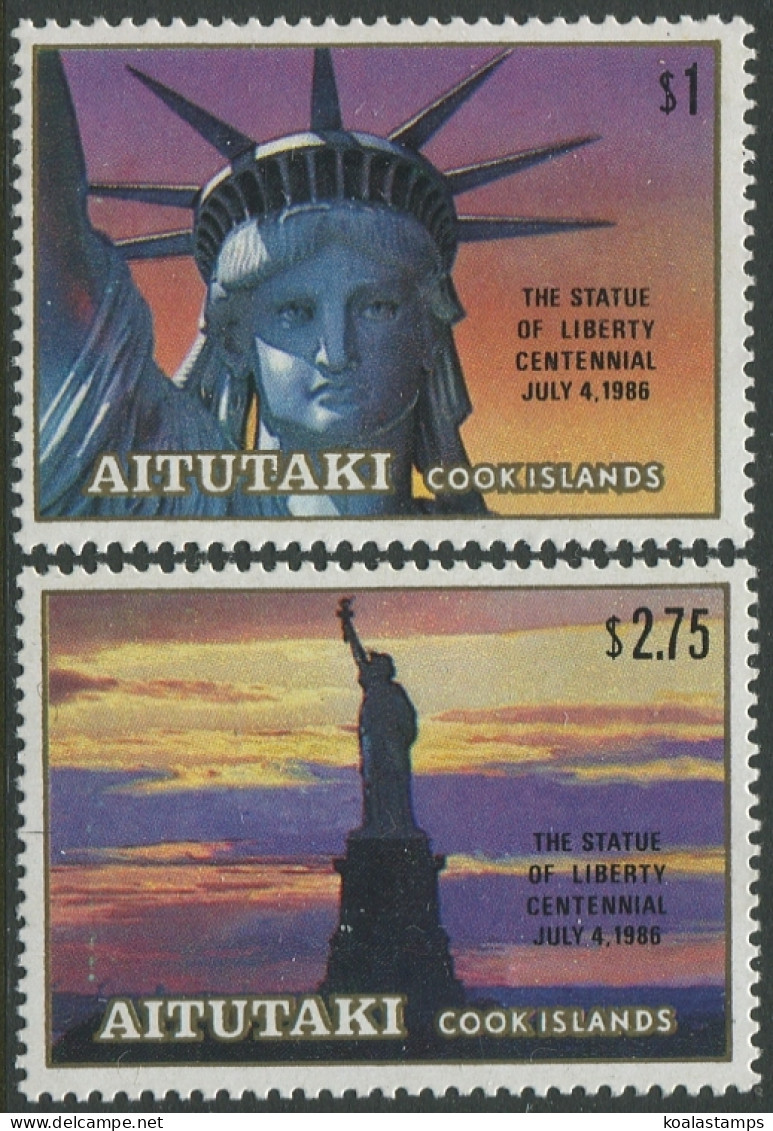 Aitutaki 1986 SG544-545 Statue Of Liberty Set MNH - Cookeilanden