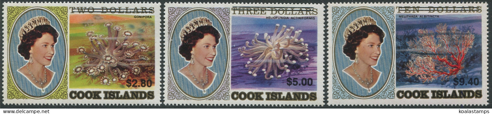 Cook Islands 1987 SG1150-1152 Corals High Values Ovpts Set MNH - Cookinseln