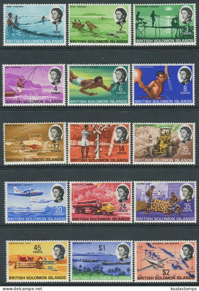 Solomon Islands 1968 SG166-180 Fishing And Industry Set MNH - Solomon Islands (1978-...)