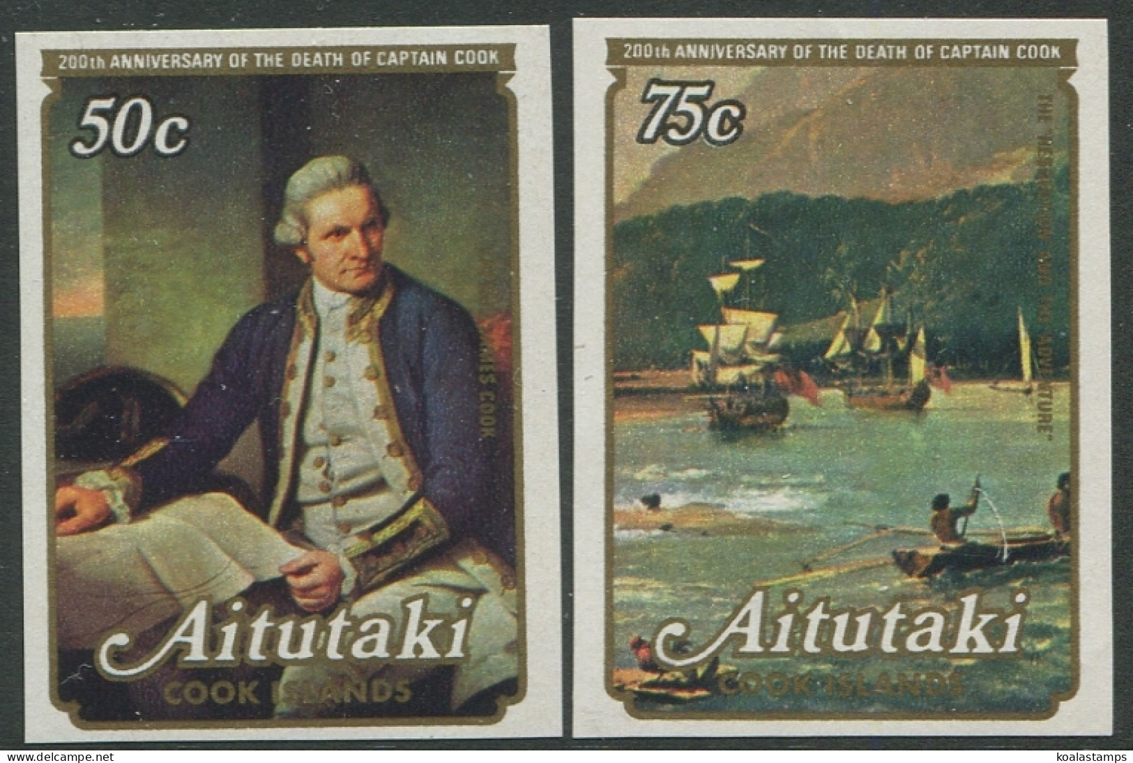 Aitutaki 1979 SG266-267 Captain Cook Paintings Imperf Set MNH - Cookeilanden