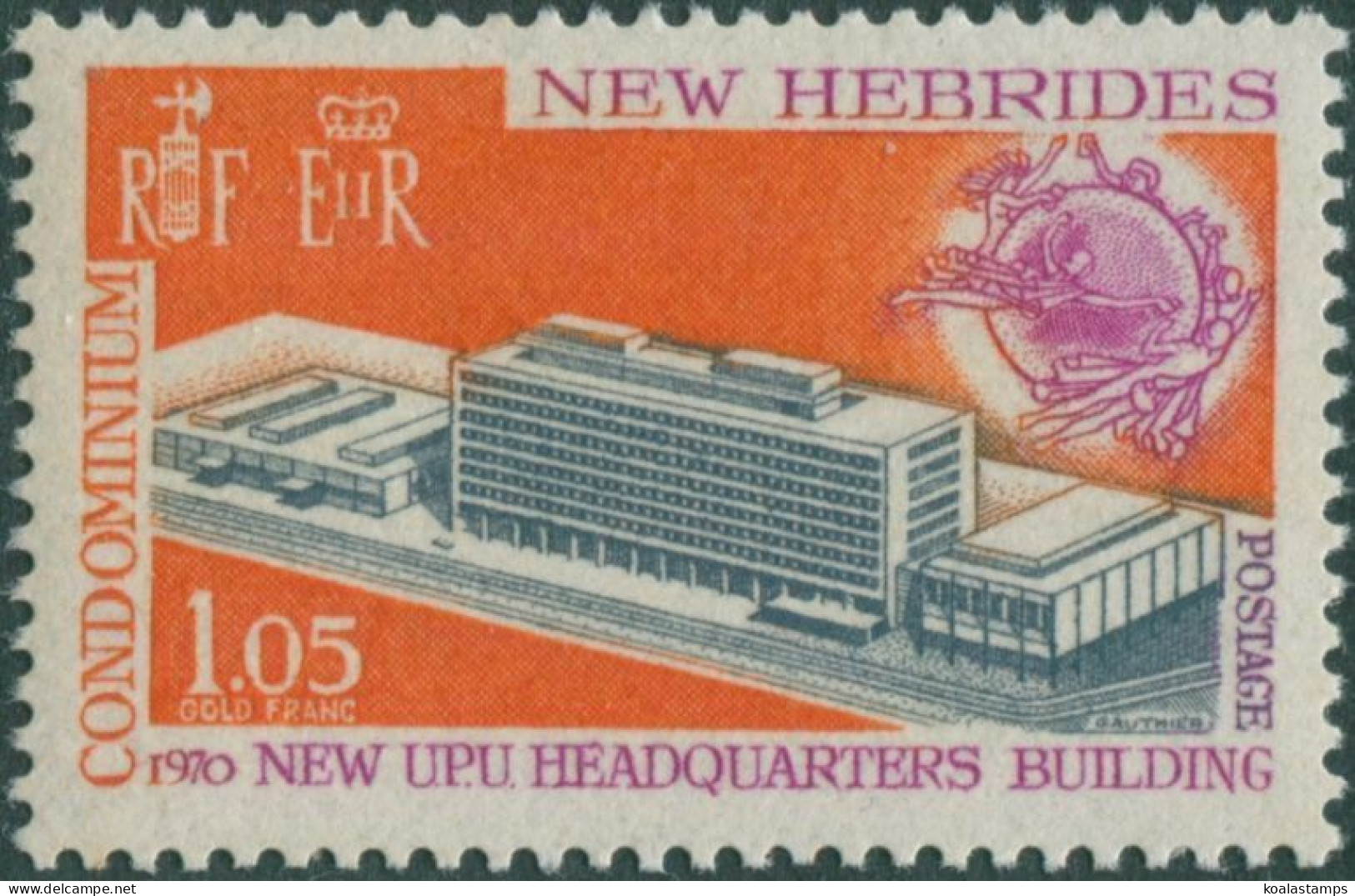 New Hebrides 1970 SG141 1f.05 UPU Headquarters MNH - Other & Unclassified