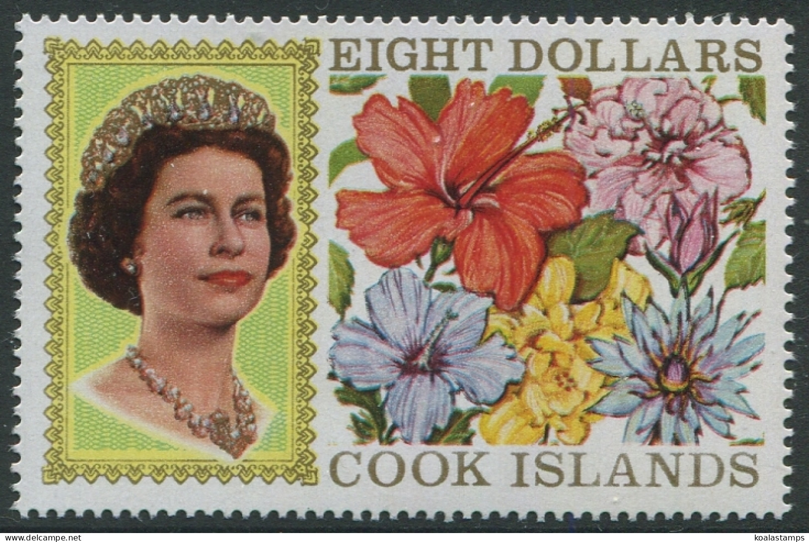 Cook Islands 1967 SG247cA $8 QEII Flowers MNH - Cookinseln