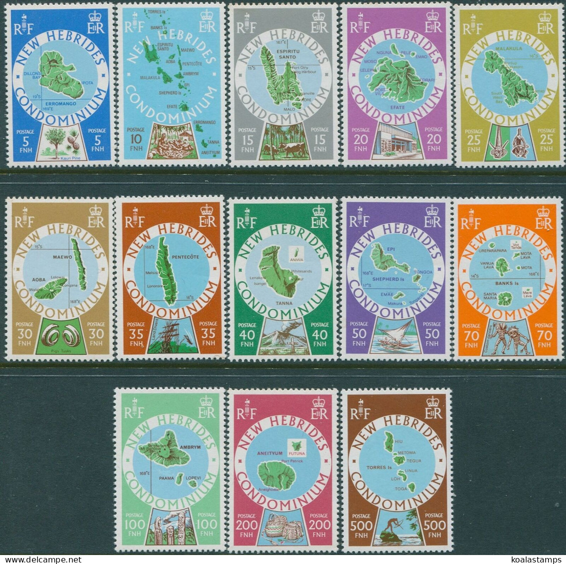 New Hebrides 1977 SG242-254 Island Maps Set MNH - Other & Unclassified