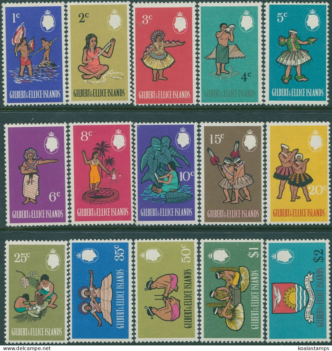 Gilbert & Ellice Islands 1968 SG135-149 Culture Arms Decimal Set MNH - Isole Gilbert Ed Ellice (...-1979)