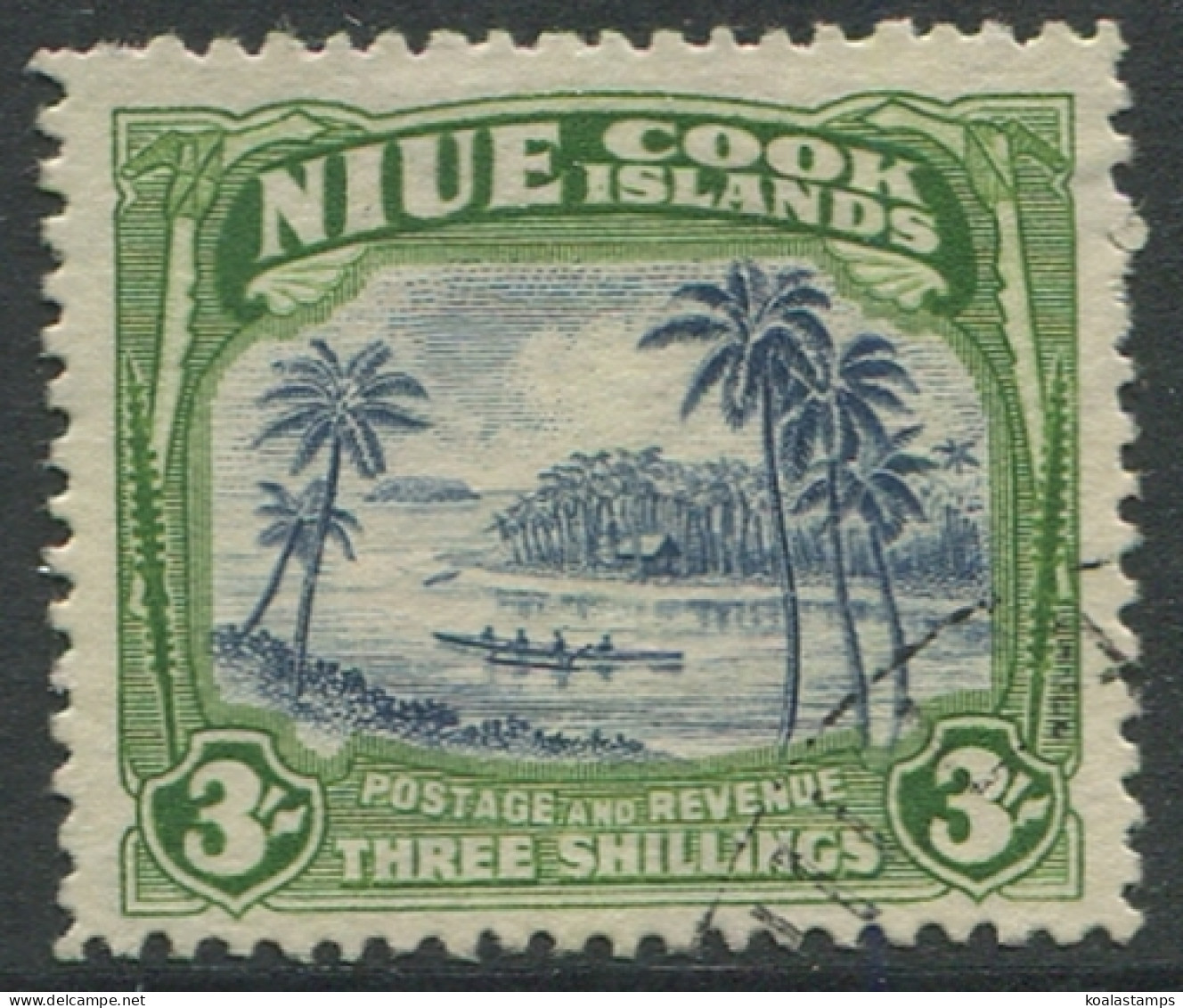 Niue 1944 SG97 3/- Native Canoe #2 FU - Niue