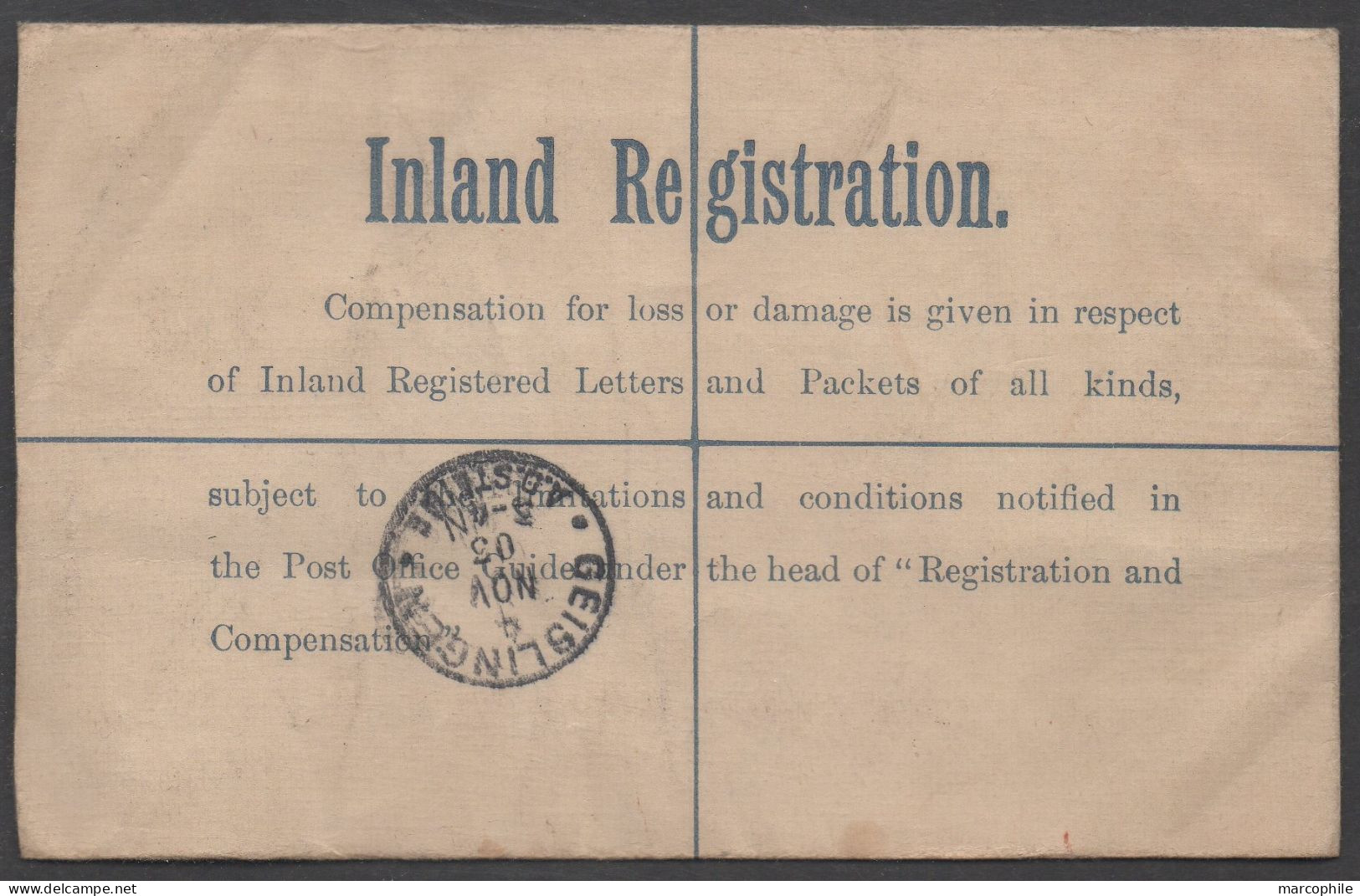GB - UK /1903 ENTIER POSTAL RECOMMMANDE POUR L' ALLEMAGNE - Interi Postali