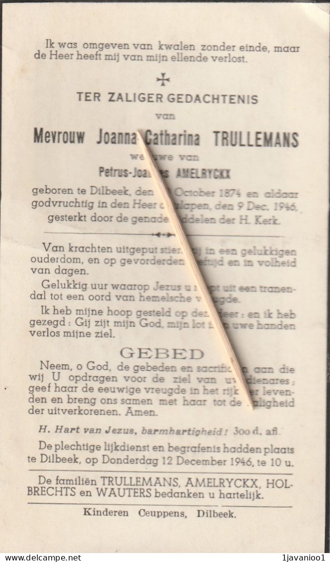 Dilbeek, 1946, Joanna Trullemans, Amelryckx - Imágenes Religiosas