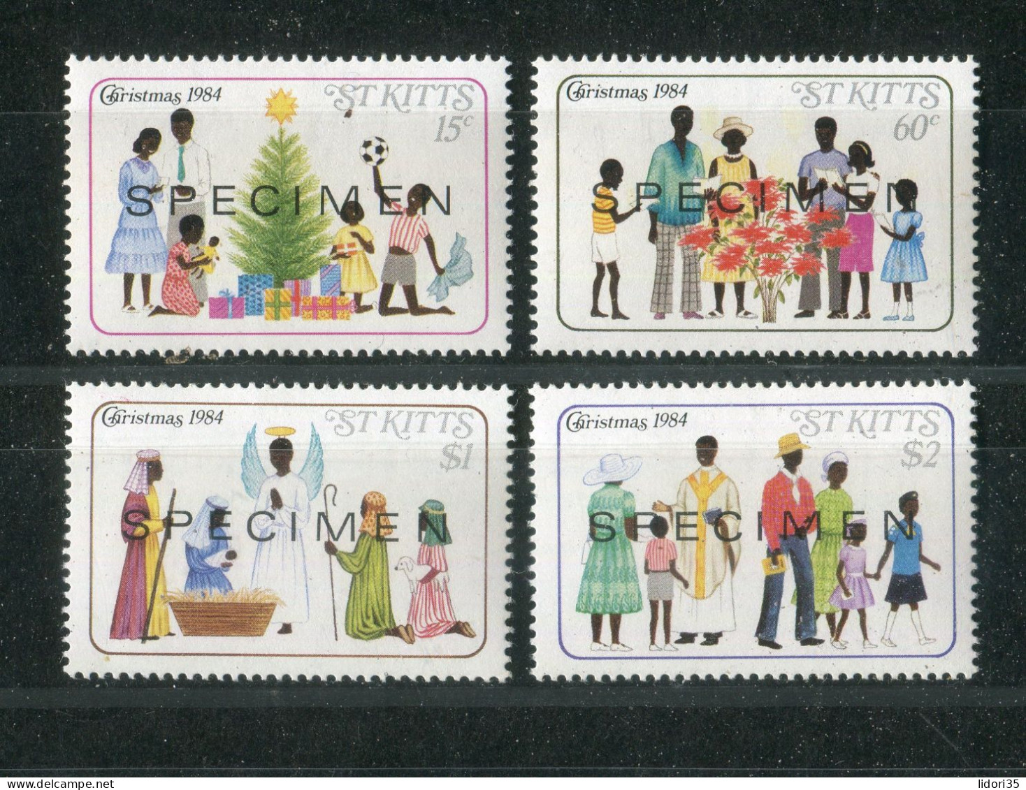 "ST. KITTS" 1984, Mi. 152-155 "Weihnachten" Je Mit Aufdruck "SPECIMEN" ** (L1170) - St.Kitts Und Nevis ( 1983-...)