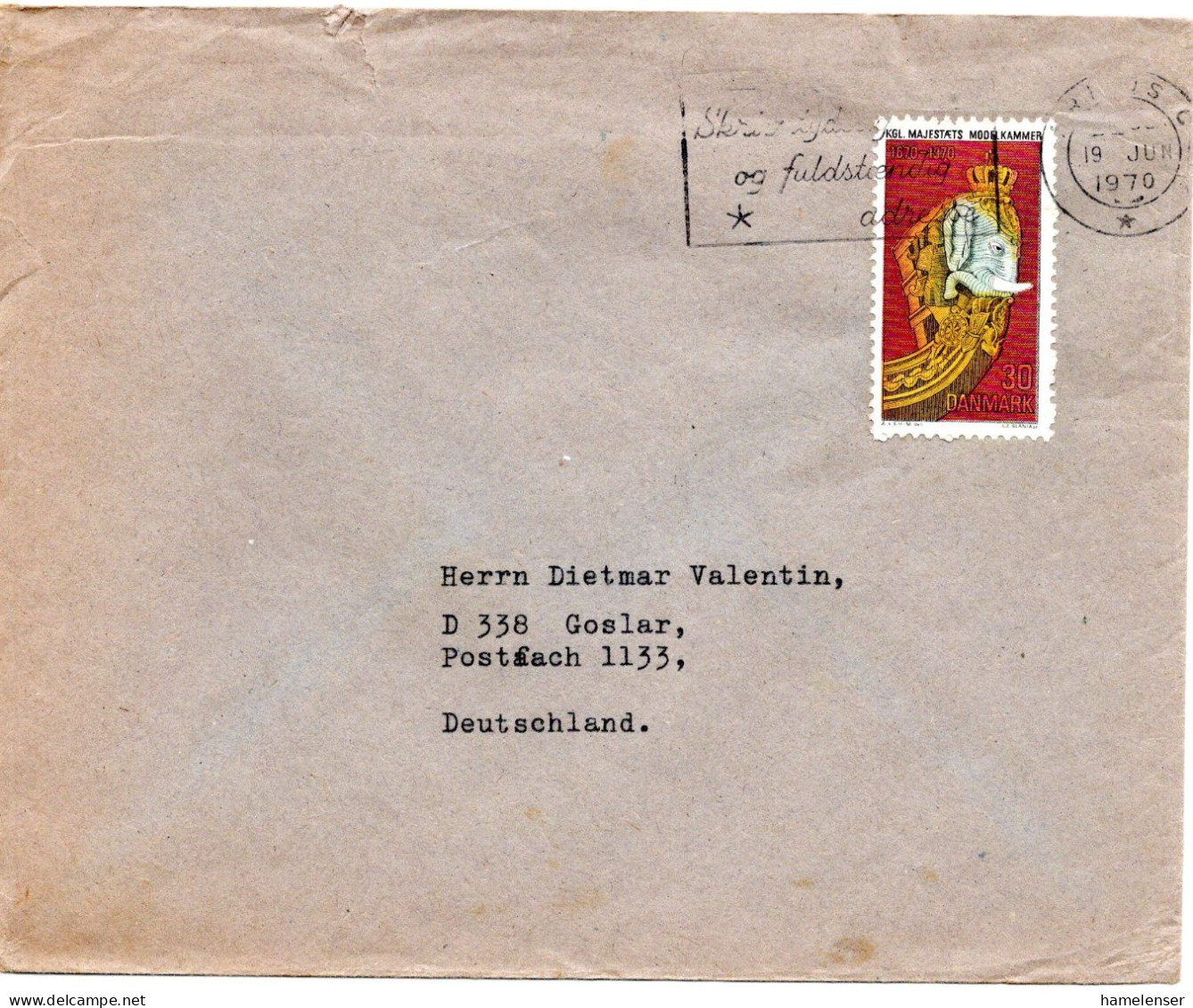78369 - Dänemark - 1970 - 30o Kgl Schatzkammer EF A DrucksBf ARHUS -> Westdeutschland - Cartas & Documentos