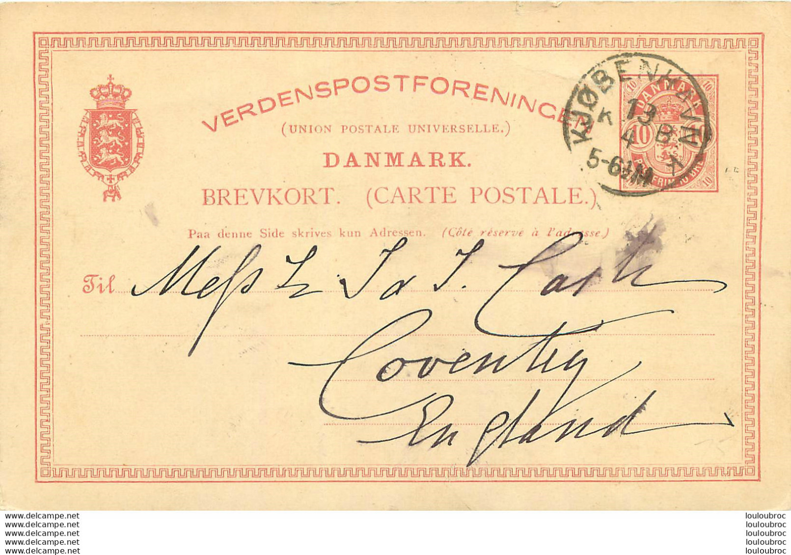 DANEMARK KJOBENHAVN ENTIER POSTAL - Ganzsachen