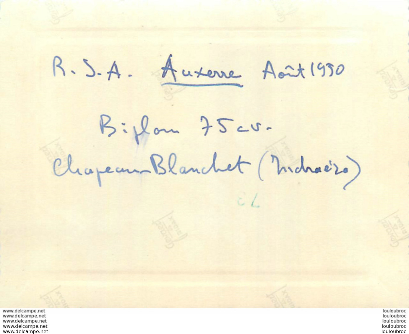 AUXERRE 1950 AVION CHAPEAU BLANCHET BIPLAN 75 CV  PHOTO 11 X 8 CM - Aviación