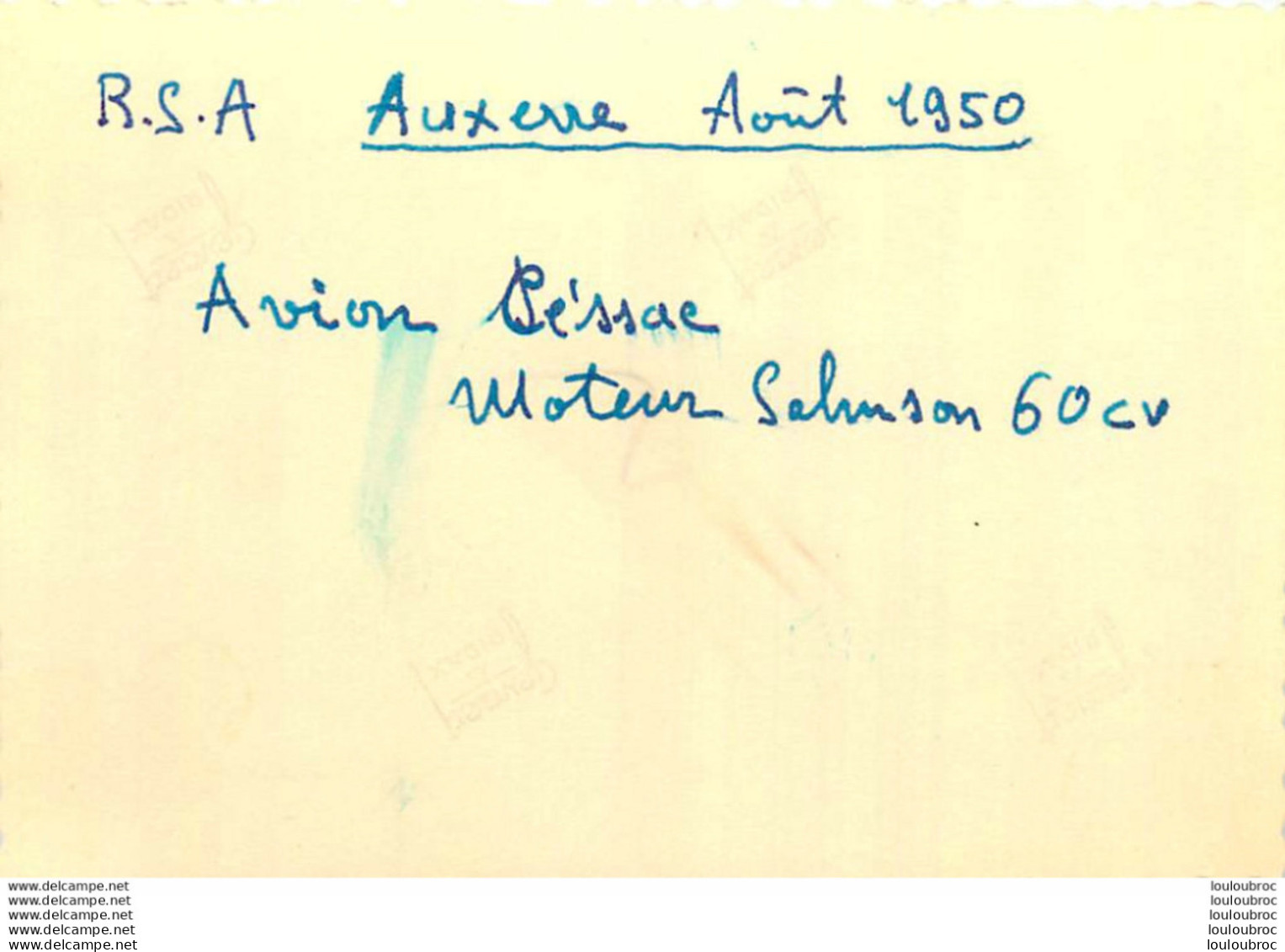 AUXERRE 1950 AVION CESSAC MOTEUR SALMSON PHOTO  9 X 6 CM - Aviación
