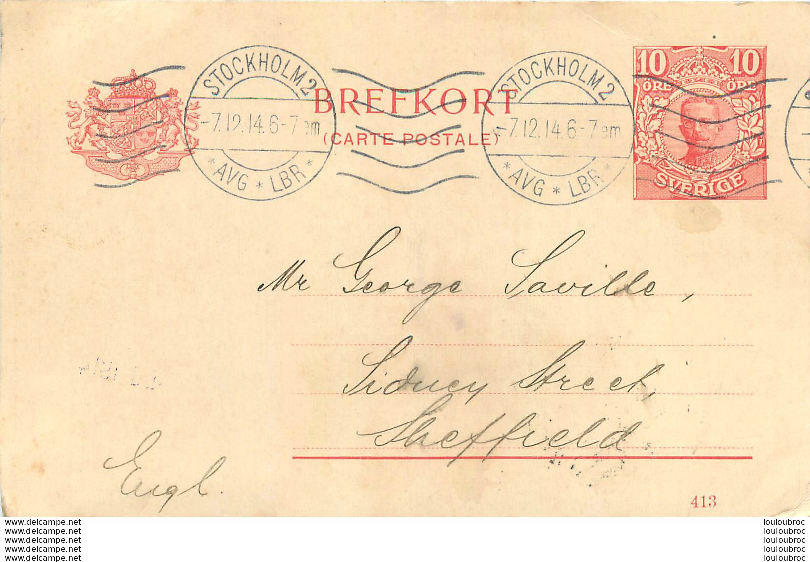 SUEDE  STOCKHOLM ENTIER POSTAL 1914 - Otros & Sin Clasificación