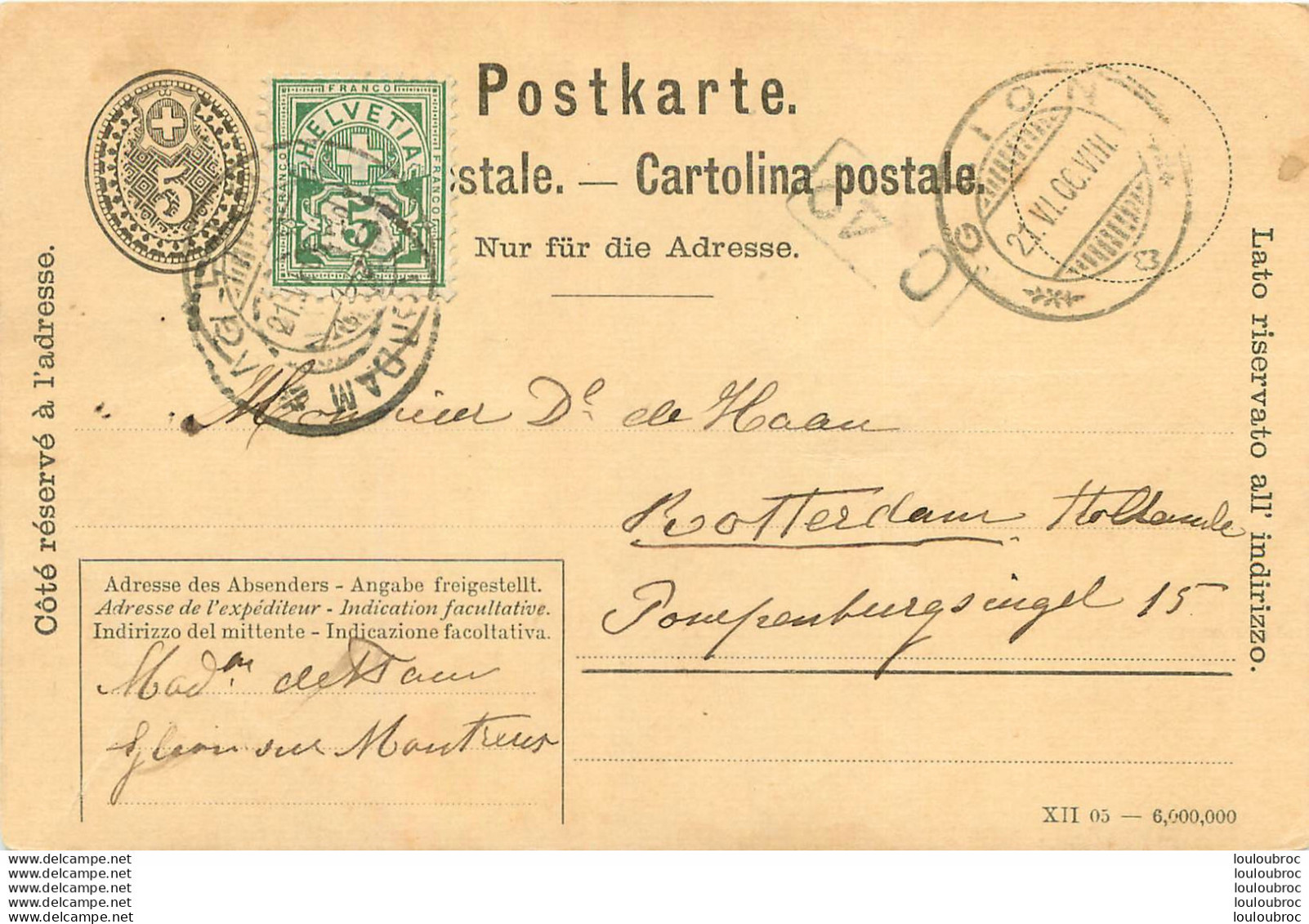 SUISSE 1906 ENTIER POSTAL - Enteros Postales