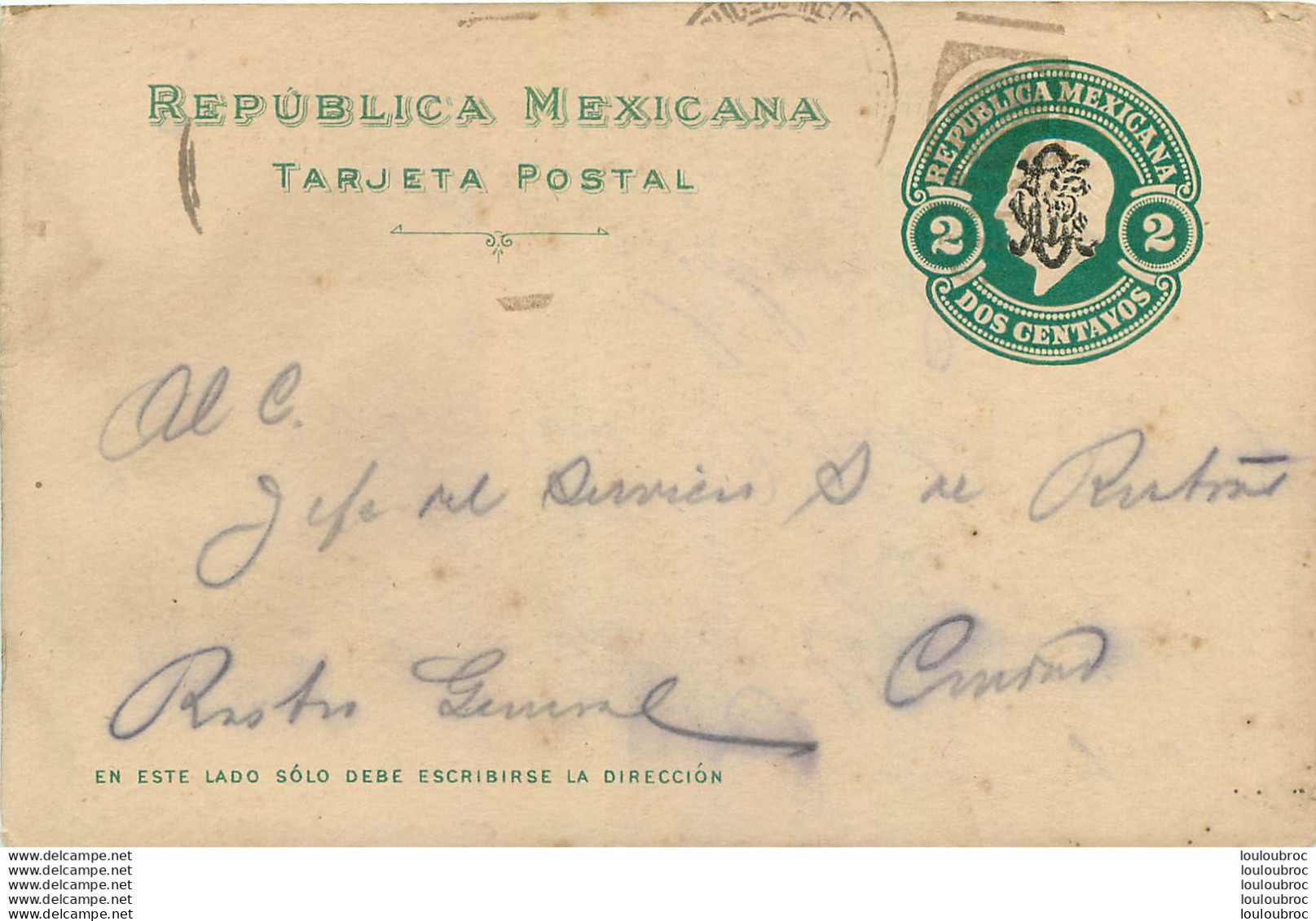 REPUBLICA MEXICANA TARJETA POSTAL ENTIER POSTAL 1916 - Messico