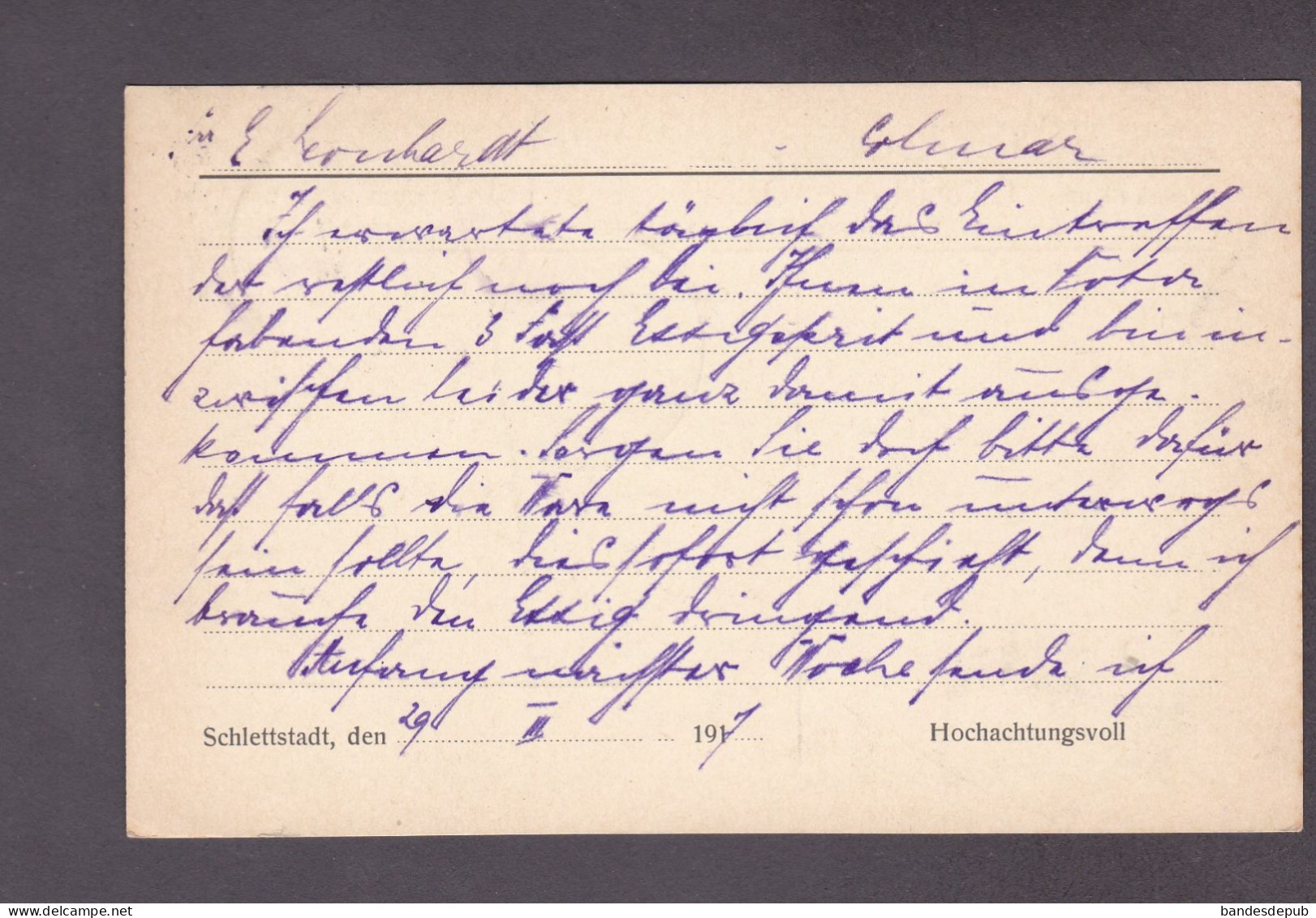 Selestat Schlettstadt Carte Commerciale Epicerie En Gros Albert Kugel Periode Guerre 14-18 ( 52985) - Selestat
