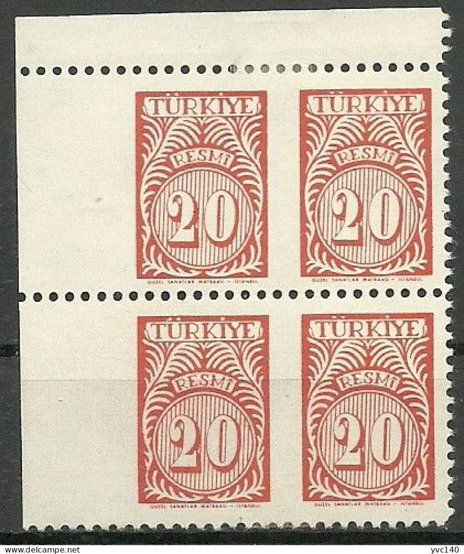 Turkey; 1957 Official Stamp 20 K. ERROR "Partially Imperf." - Dienstmarken