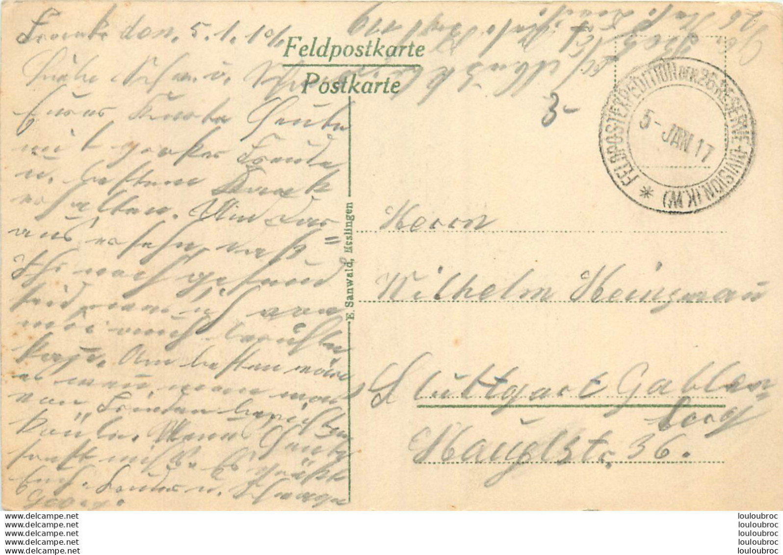 PASSCHENDAELE CARTE ALLEMANDE  01/1917  CACHET 26 RESERVE DIVISION - Other & Unclassified