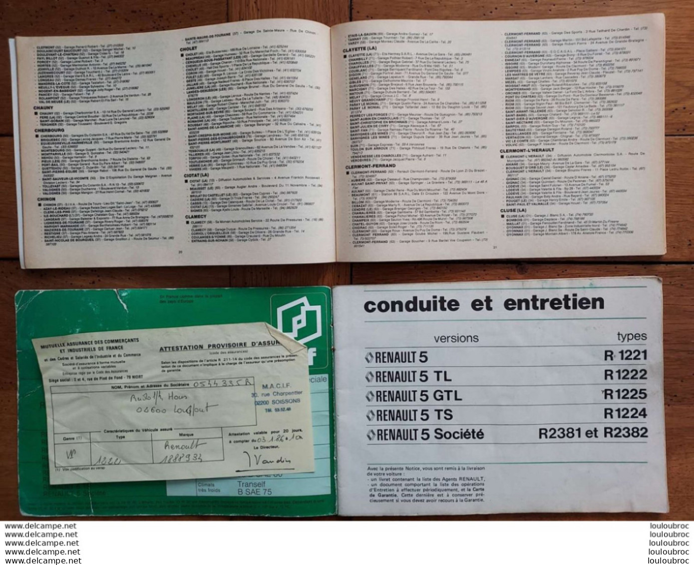 NOTICE ENTRETIEN RENAULT 5 COMPOSE DE 2 LIVRETS 1986 - Auto's