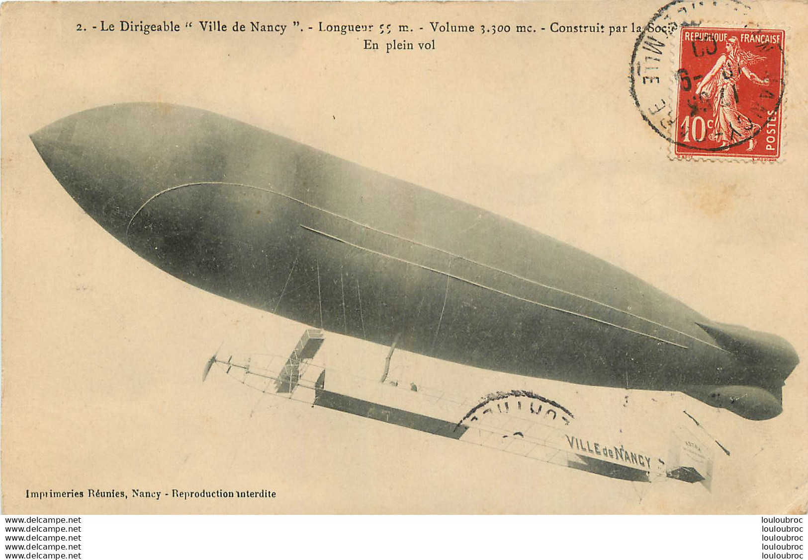 DIRIGEABLE VILLE DE NANCY EN PLEIN VOL - Zeppeline