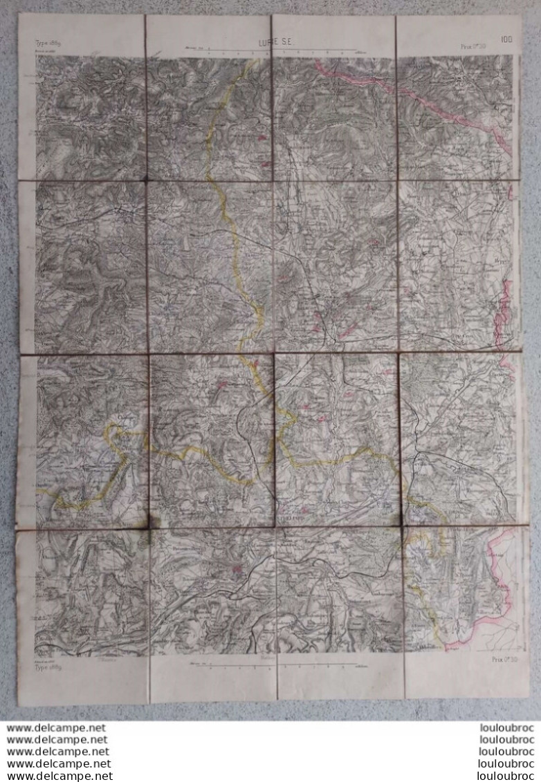 CARTE D'ETAT MAJOR AU 1/80000 LIBRAIRIE SCHMITT BELFORT  TOILEE 43 X 57 CM - Mapas Topográficas