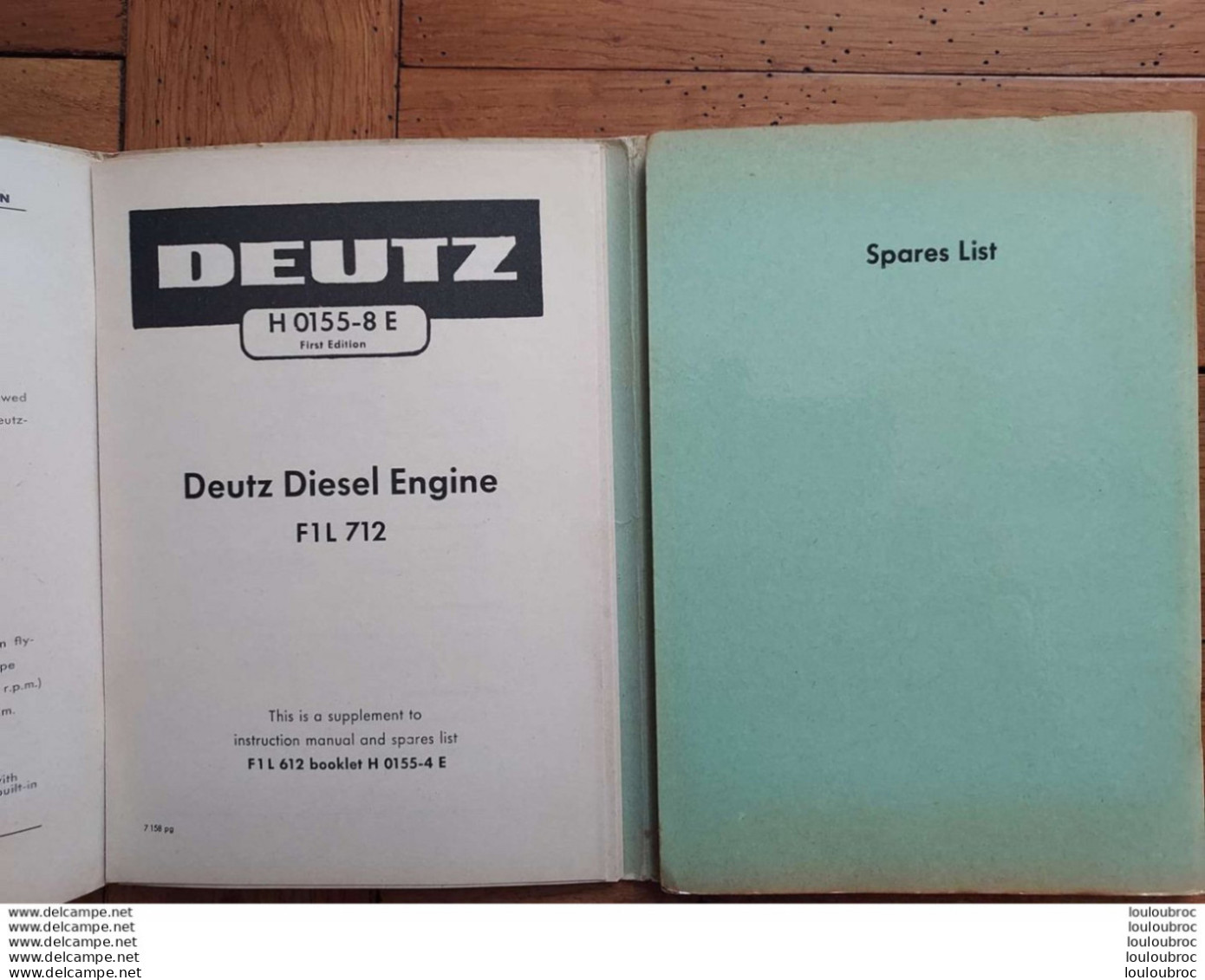 DEUTZ H 0155-4E INSTRUCTION MANUAL DIESEL DEUTZ ENGINE  2 LIVRETS - Voitures