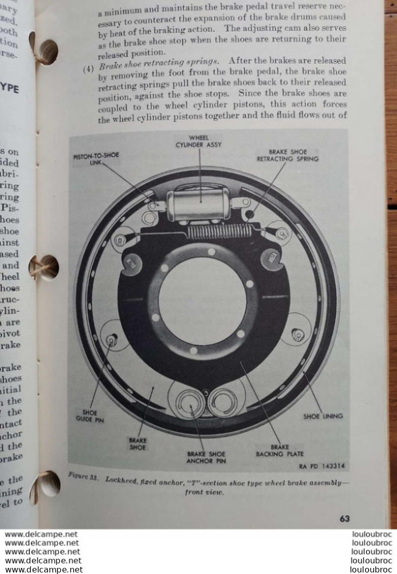 BRAKE AND MISCELLANEOUS EQUIPMENT FREINS ET EQUIPEMENTS  1953 OF THE ARMY AND THE AIR FORCE 245 PAGES ECRIT EN ANGLAIS - KFZ