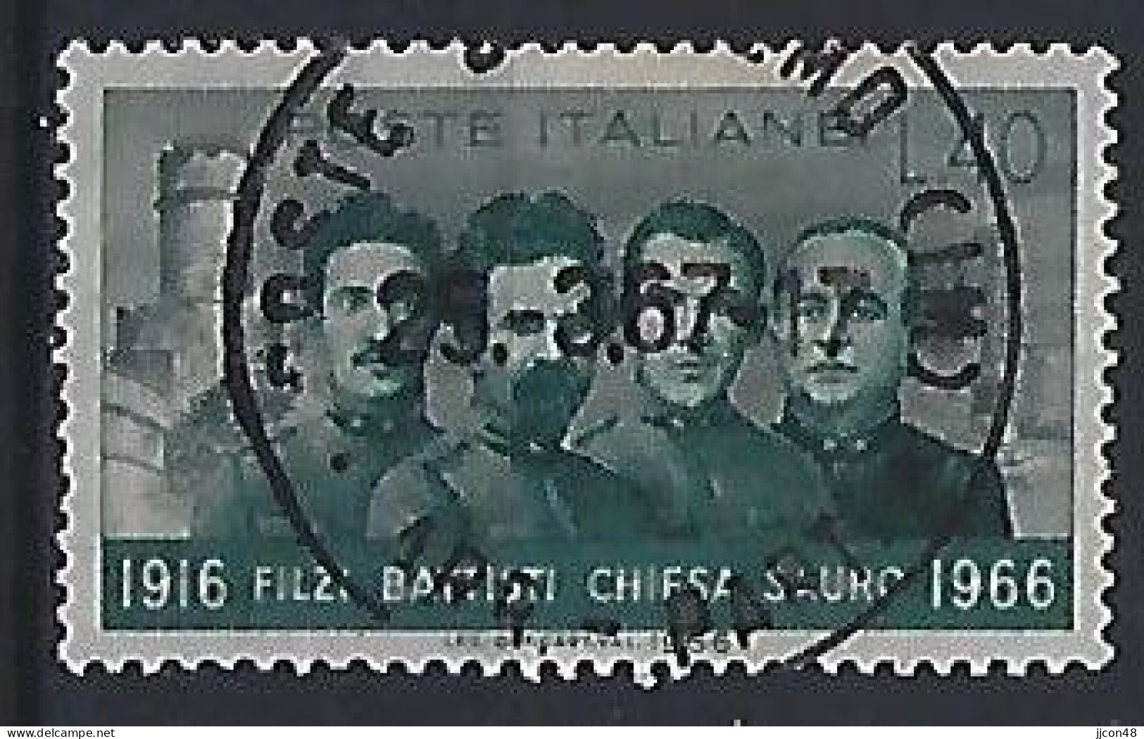 Italy 1966  Cesare Battisti, Damiano Chiesa, Fabio Filzi Und Nazario Sauro (o) Mi.1218 - 1961-70: Usados