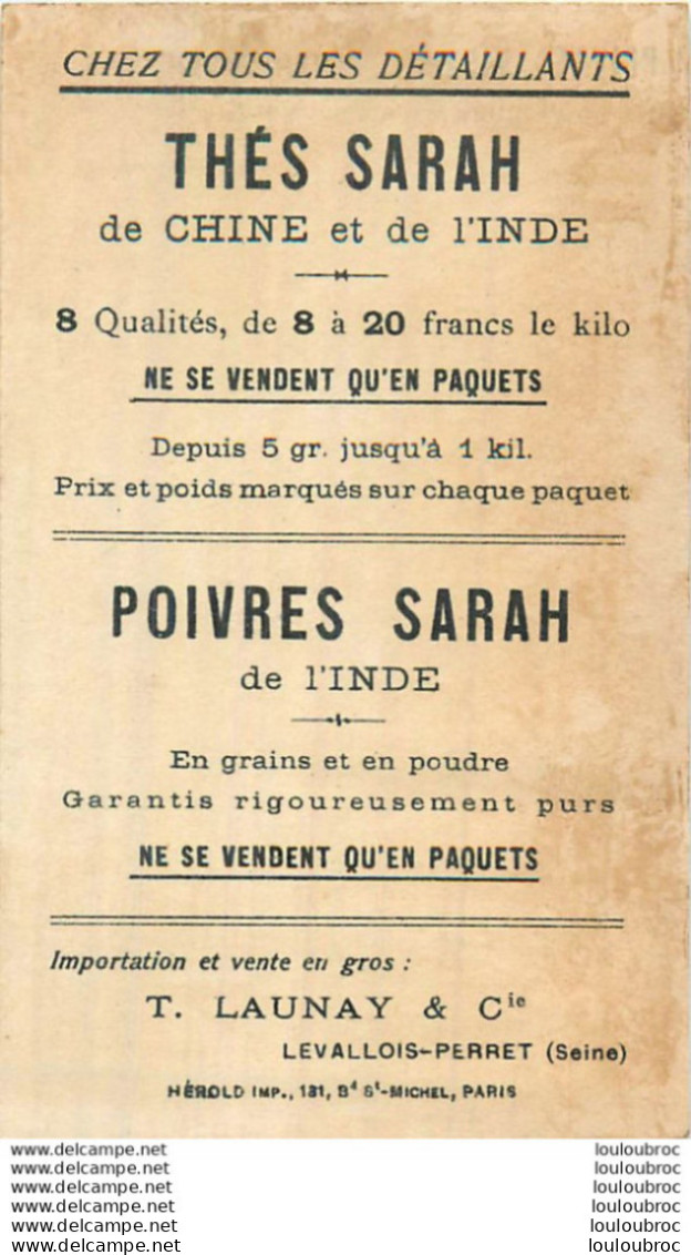 CHROMO THES ET POIVRES SARAH  DE CHINE ET INDE CUISINIER - Otros & Sin Clasificación