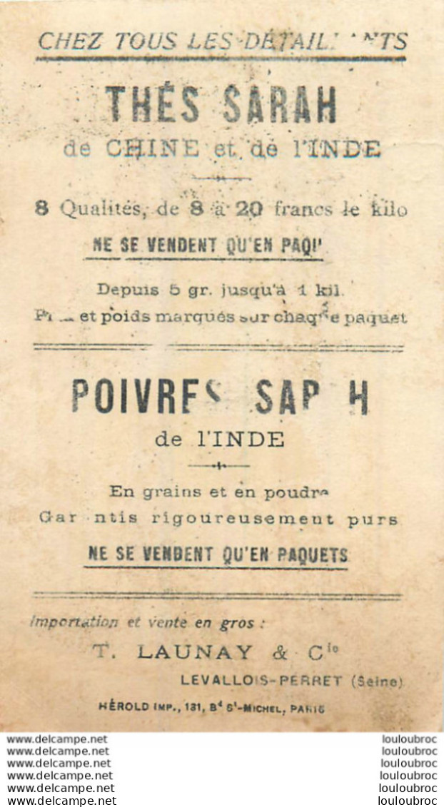 CHROMO THES ET POIVRES SARAH  DE CHINE ET INDE CANTATRICE - Altri & Non Classificati