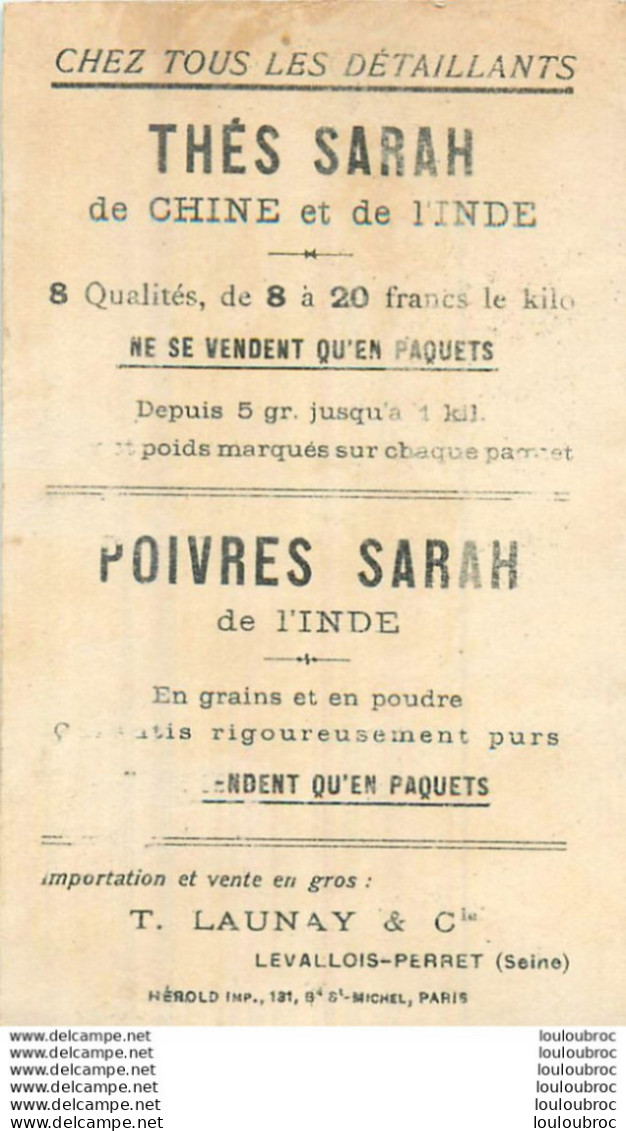 CHROMO THES ET POIVRES SARAH  DE CHINE ET INDE DAME LIBRE - Andere & Zonder Classificatie