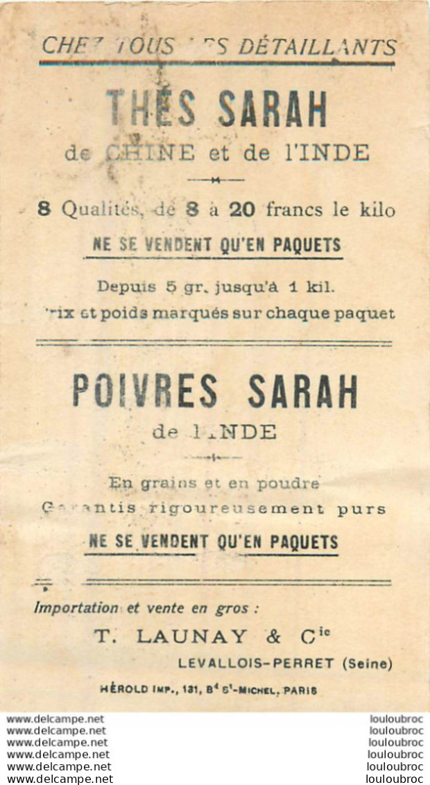 CHROMO THES ET POIVRES SARAH  DE CHINE ET INDE CONCIERGE - Autres & Non Classés