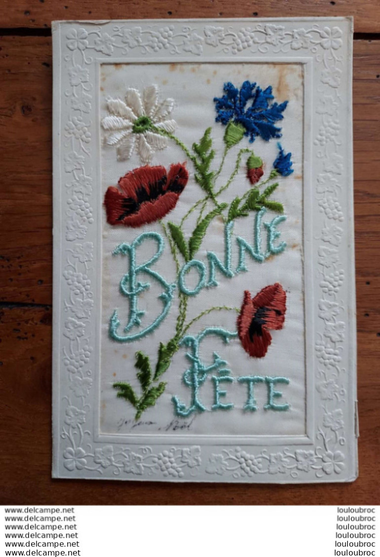 BONNE FETE CARTE BRODEE - Embroidered