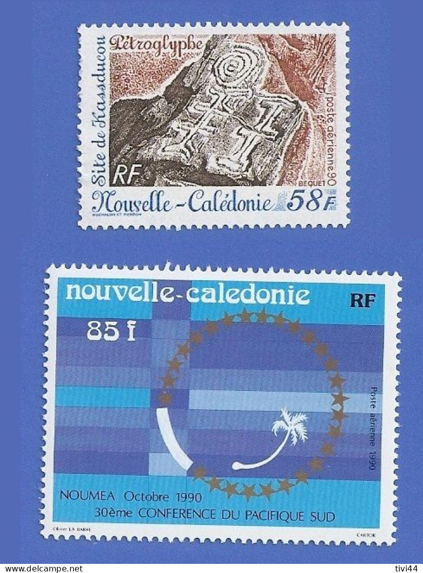 NOUVELLE CALÉDONIE PA 268 + PA 273 NEUFS ** PÉTROGLYPHES + CONFÉRENCE DU PACIFIQUE SUD - Unused Stamps
