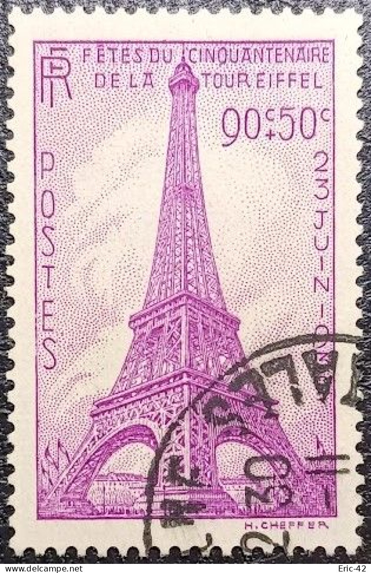 France N°429 - 90c +50c. Tour Eiffel. Oblitéré. - Oblitérés