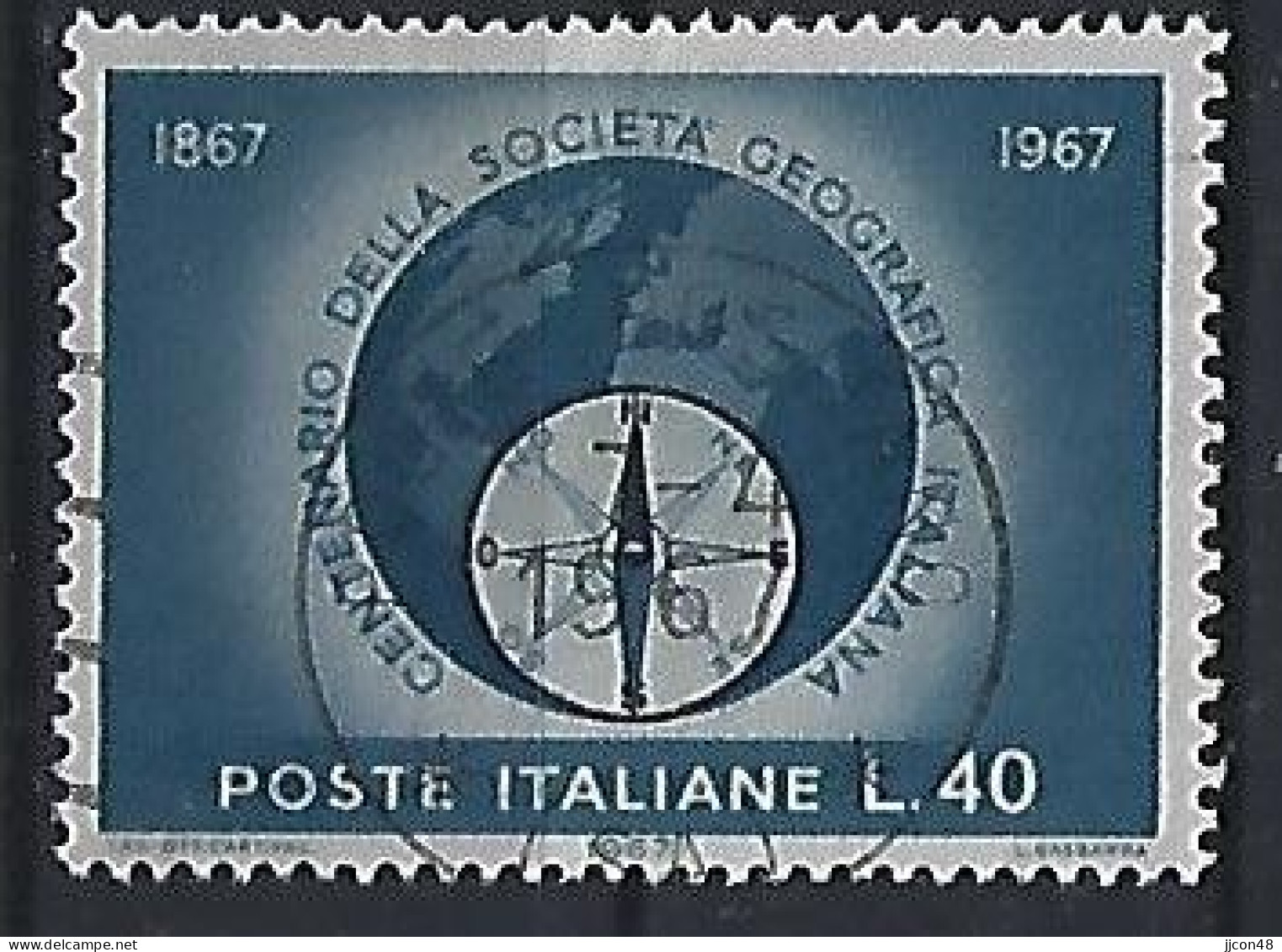 Italy 1967  100 Jahre Geographische Gesellschaft (o) Mi.1220 - 1961-70: Used