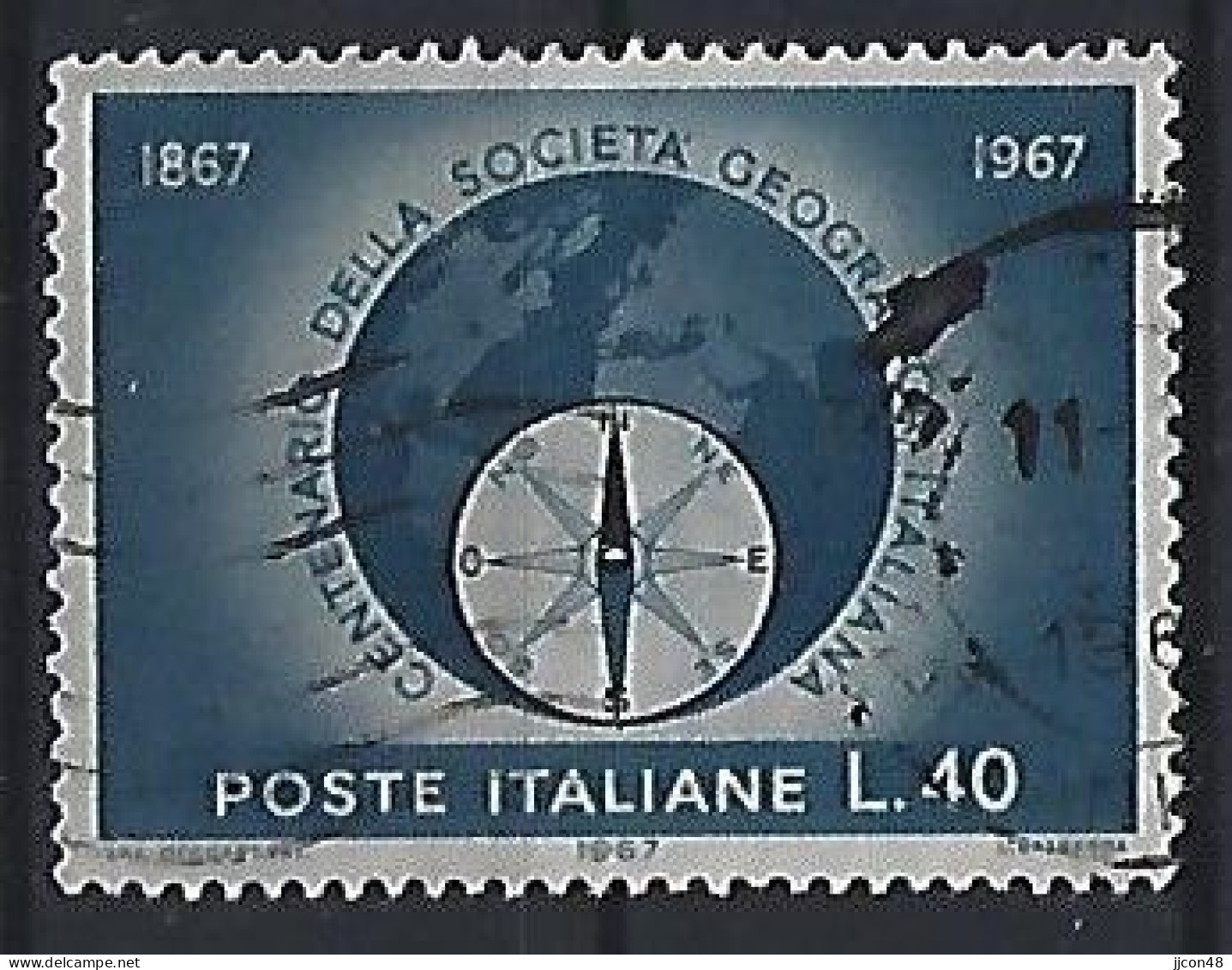 Italy 1967  100 Jahre Geographische Gesellschaft (o) Mi.1220 - 1961-70: Oblitérés