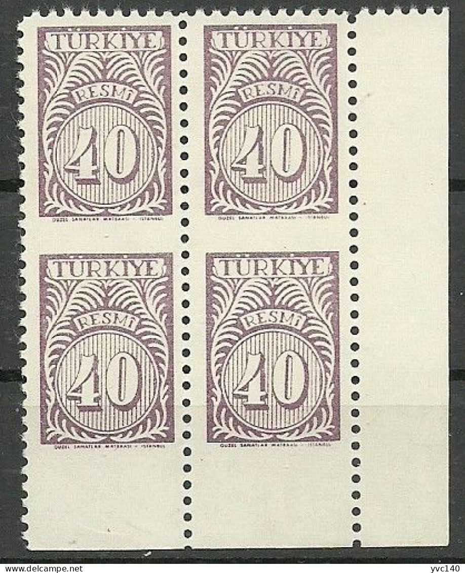 Turkey; 1957 Official Stamp 40 K. ERROR "Partially Imperf." - Dienstmarken