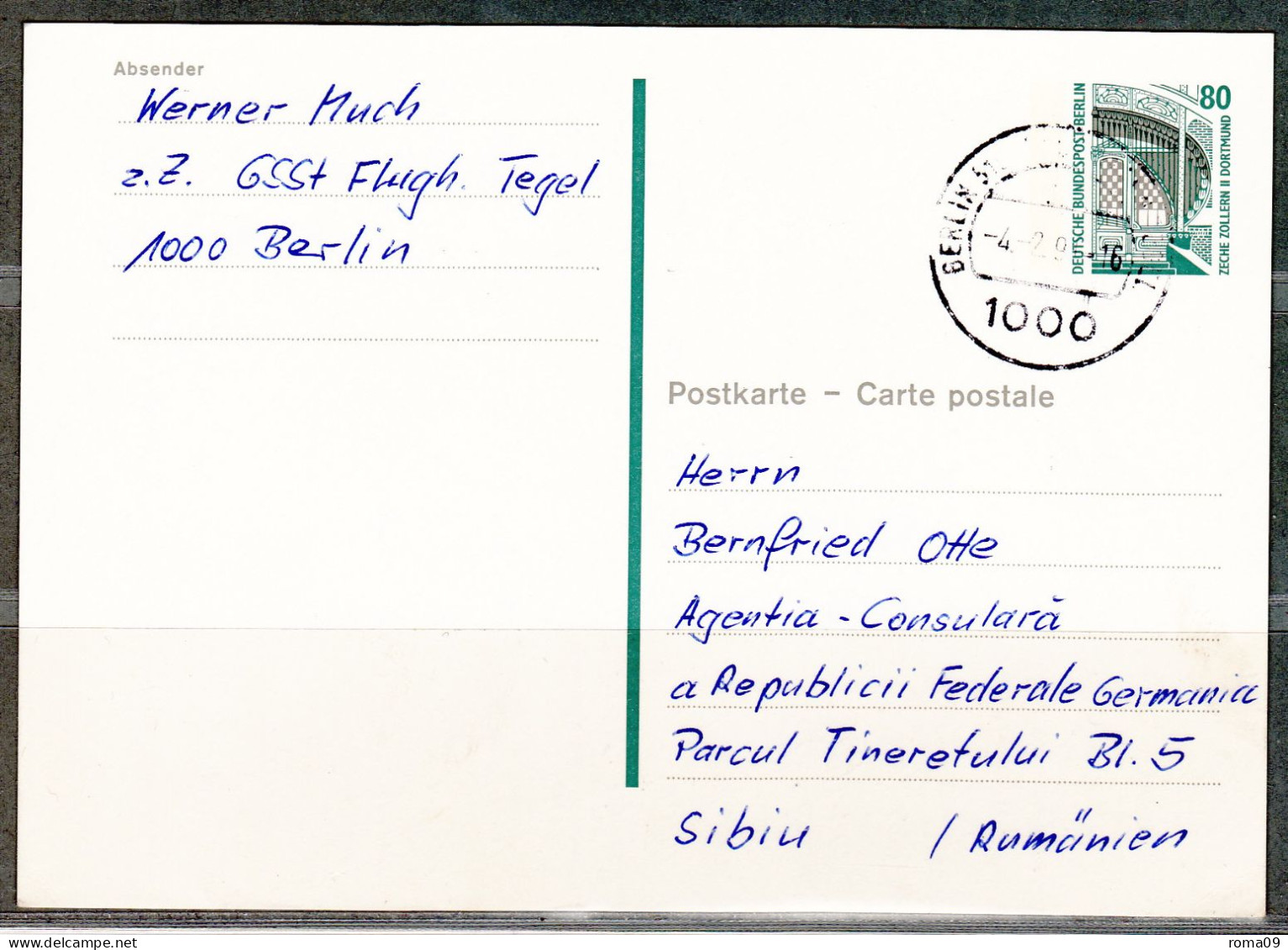 P 131 Von Berlin Fluh. Tegel Nach Sibiu / Rumänien, Mit Text; B-258 - Postcards - Used