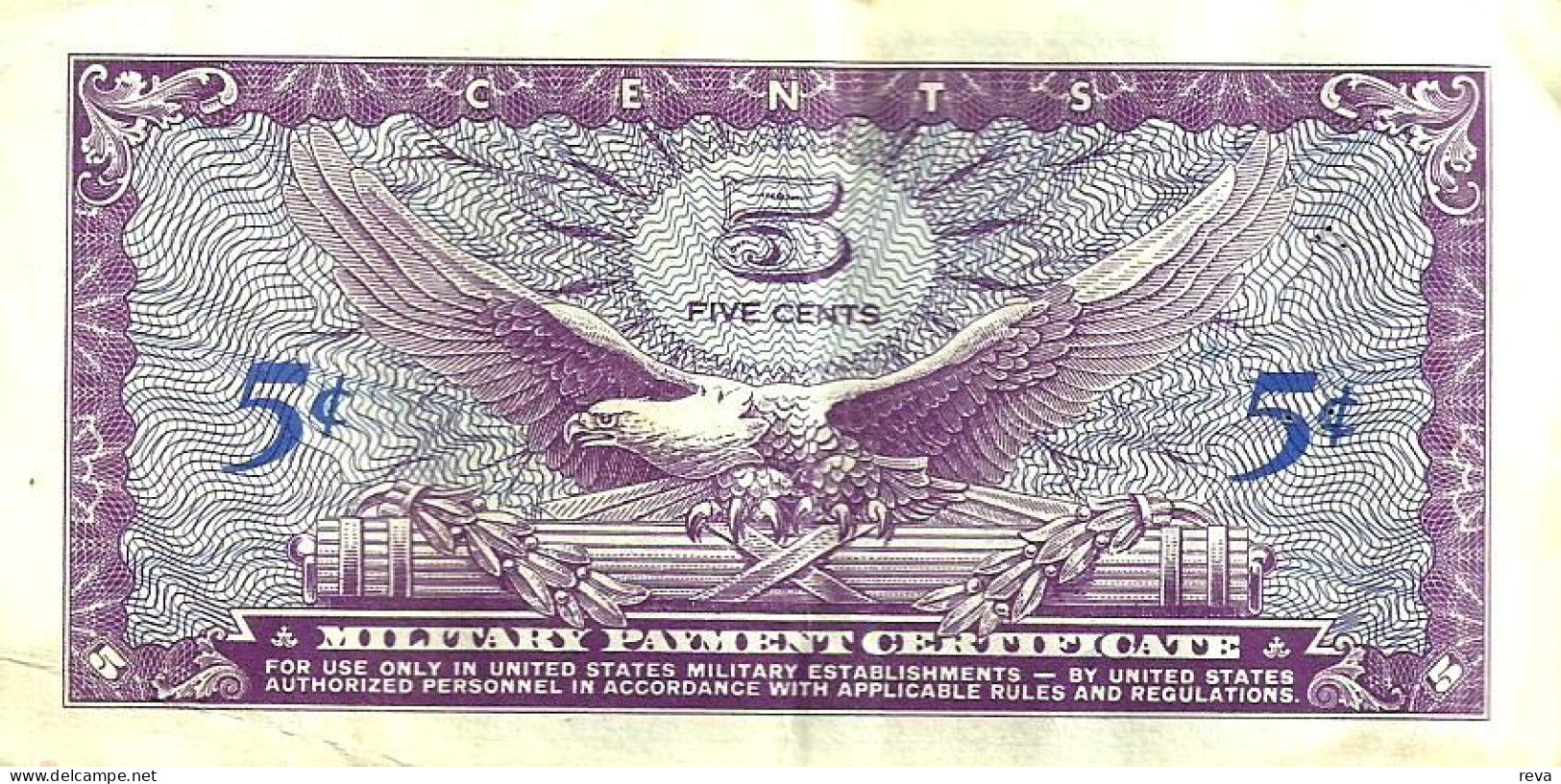 USA UNITED STATES 5 CENTS MILITARY CERTIFICATE PURPLE WOMAN SERIES 641 VF ND(1965-68) PM57a READ DESCRIPTION CAREFULLY!! - 1965-1968 - Reeksen 641