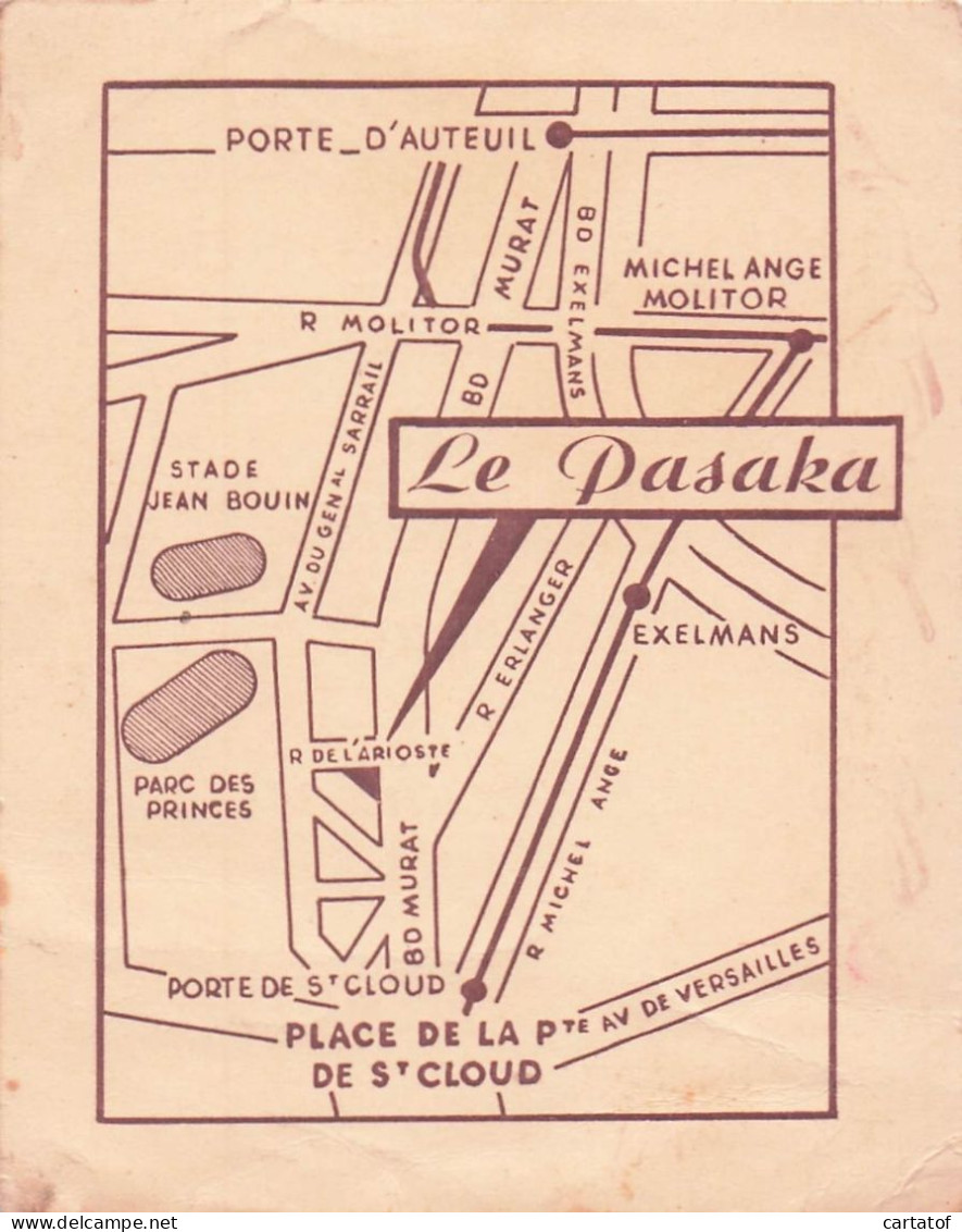 LE PASAKA . Mme LEGRAVEREND SONNET .  PARIS AUTEUIL .  - Hotelsleutels (kaarten)